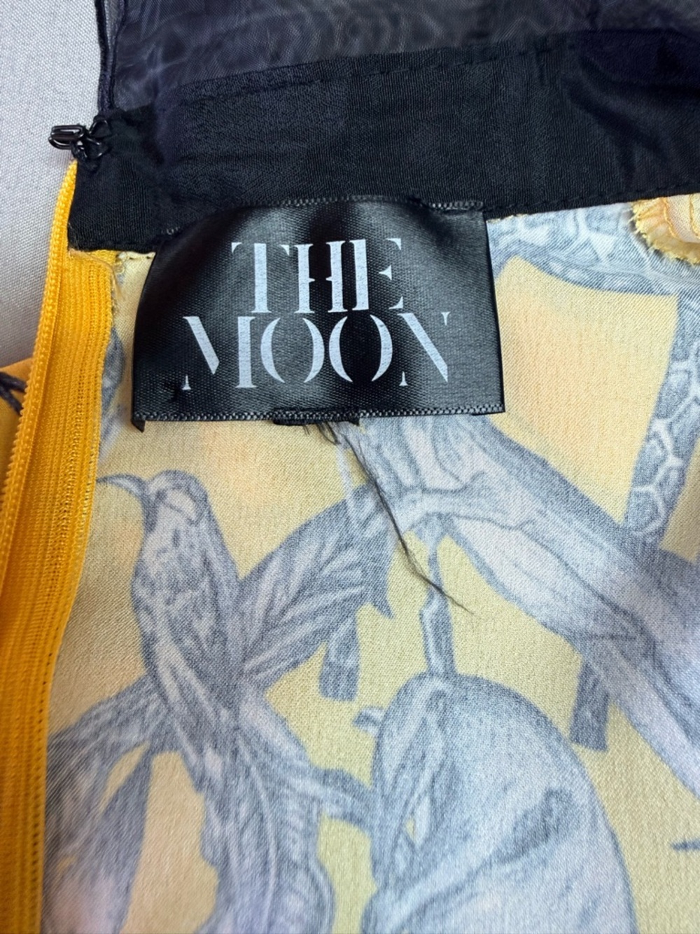 Retro Yellow Animal Safari Midi Dress Beaded Medium WhimsiGoth Academia THE MOON - Picture 10 of 16